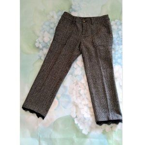Wool Cropped pants Lace Black S Tweed Capris